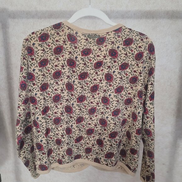 Vintage Blue Red Flowers Cardigan Sweater Outback Red The Limited Size M 1980's - Picture 9 of 15